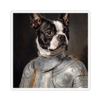 Boston Terrier Medieval Knight vinyl sticker by Tritan, front