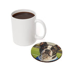Boston Terrier Oil Painting Soccer Coaster | Dog Art Decor Gift | Premium Pet Portrait Drink Mat for Dog Lovers
