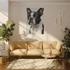 Boston Terrier Oil Portrait canvas print by Tritan, sofa wall