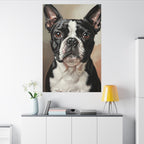 Boston Terrier Oil Portrait canvas print by Tritan, desk wall