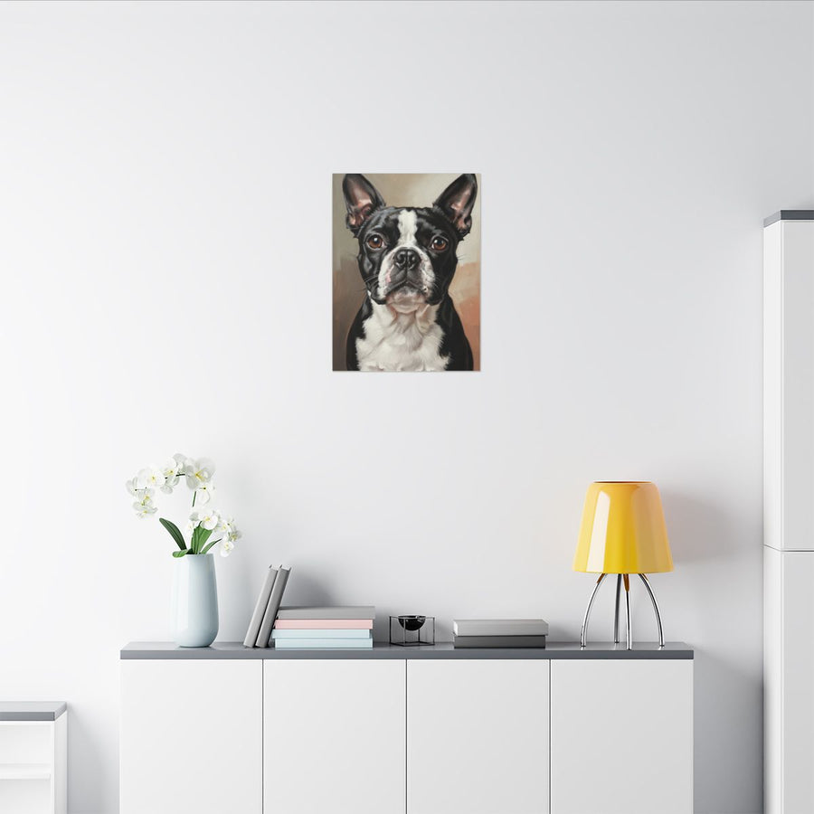 Boston Terrier Oil Portrait Canvas Wall Art | Dog Lover Gift | Pet Memorial Decor | Boston Terrier Mom Dad Gift