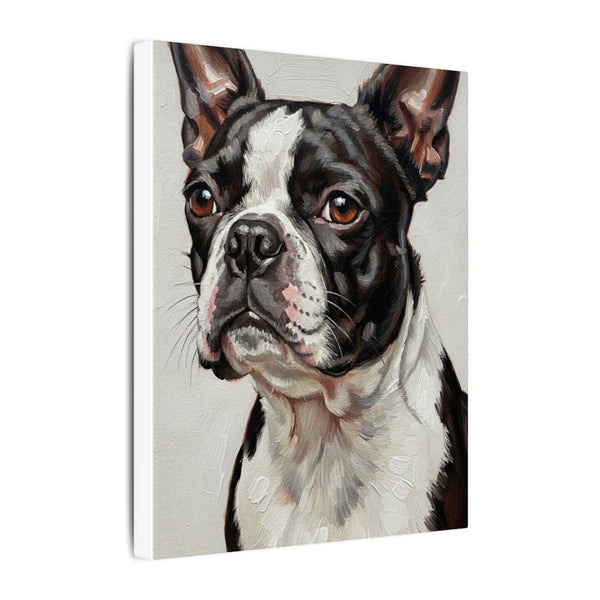 Boston Terrier Oil Portrait Regal Canvas Wall Art, Dog Lover Gift, Pet Owner Home Decor, Boston Terrier Art