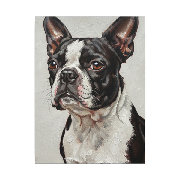 Boston Terrier Oil Portrait Regal Canvas Wall Art, Dog Lover Gift, Pet Owner Home Decor, Boston Terrier Art — Lifestyle View