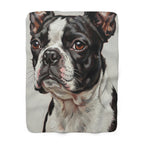 Boston Terrier Oil Portrait sherpa blanket by Tritan, front