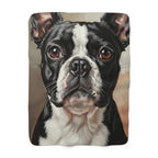 Boston Terrier Oil Portrait sherpa blanket by Tritan, front