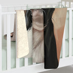 Boston Terrier Oil Portrait sherpa blanket by Tritan, on bed