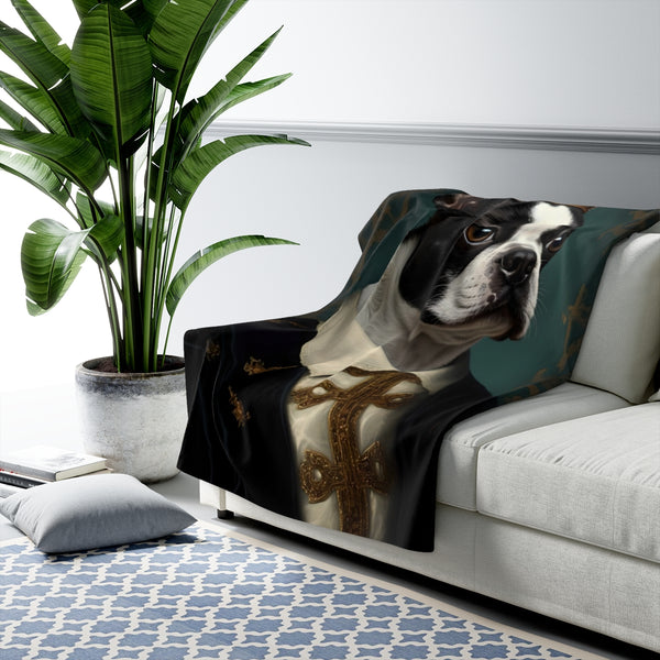 Boston Terrier Renaissance Royal Portrait Regal Throw Blanket | Premium Dog Prints | Tritan — Lifestyle View