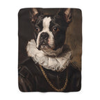 Boston Terrier Renaissance Royal sherpa blanket by Tritan, front