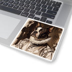 Boston Terrier Renaissance Royal vinyl sticker by Tritan, on a laptop