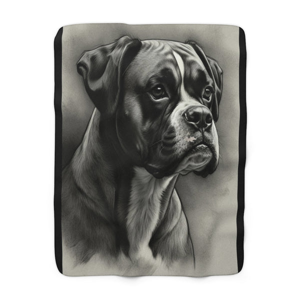 Boxer Charcoal Portrait Art Throw Blanket | Premium Dog Prints | Tritan