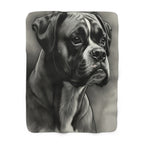 Boxer Charcoal Portrait Sherpa Fleece Blanket | Dog Lover Gift