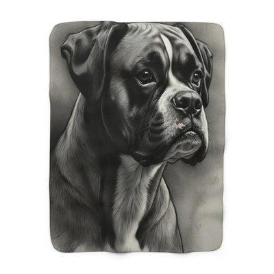 Boxer Charcoal Portrait Sherpa Fleece Blanket | Dog Lover Gift
