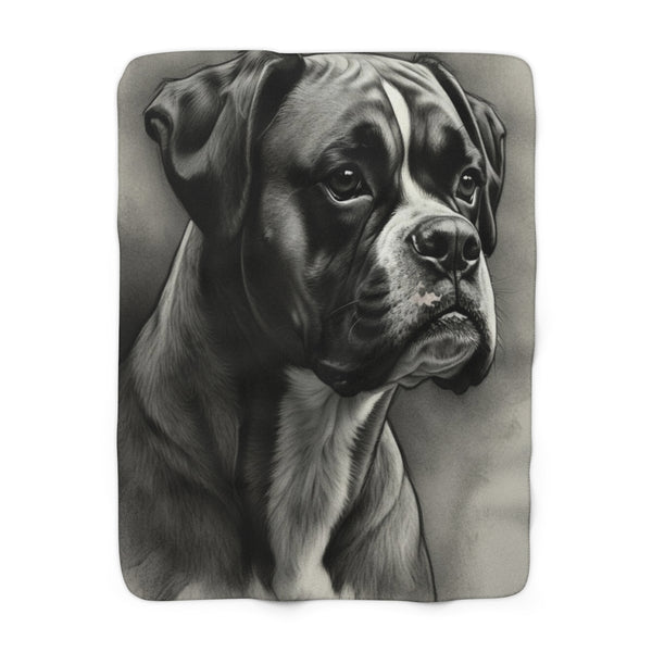 Boxer Charcoal Portrait Sherpa Fleece Blanket | Dog Lover Gift