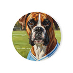 Boxer Coaster, Oil Painting Soccer Portrait Dog Art Decor, Boxer Lover Gift for Him Her