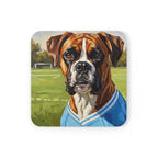 Boxer Coaster, Oil Painting Soccer Portrait Dog Art Decor, Boxer Lover Gift for Him Her
