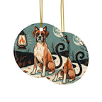 Boxer Halloween Poster ceramic ornament by Tritan, front and back