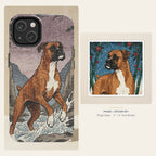 Boxer Japanese Print phone and sticker gift set: dual-layer iPhone 15 Pro tough case and 3x3 vinyl sticker