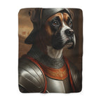 Boxer Medieval Knight Portrait Regal Throw Blanket | Premium Dog Prints | Tritan