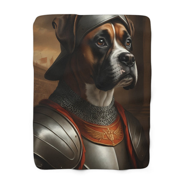 Boxer Medieval Knight Portrait Regal Throw Blanket | Premium Dog Prints | Tritan