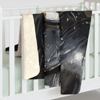 Boxer Medieval Knight sherpa blanket by Tritan, on bed