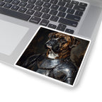 Boxer Medieval Knight vinyl sticker by Tritan, on a laptop