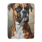 Boxer Oil Portrait sherpa blanket by Tritan, front