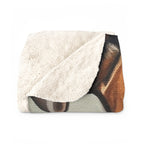 Boxer Oil Portrait sherpa blanket by Tritan, folded