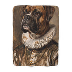 Boxer Renaissance Royal sherpa blanket by Tritan, front