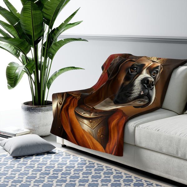 Boxer Renaissance Royal Portrait Regal Throw Blanket | Premium Dog Prints | Tritan — Lifestyle View