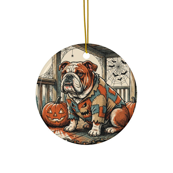 Bulldog Halloween Poster ceramic ornament by Tritan, front