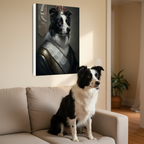 Border Collie Renaissance Royal Portrait Canvas Wall Art, Regal Dog Painting, Border Collie Lover Gift, Stretched Canvas