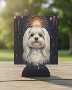 Maltese America 250 Can Cooler, Patriotic Dog Pattern Drink Sleeve, Independence Day Party Gift, American Flag Dog Lover