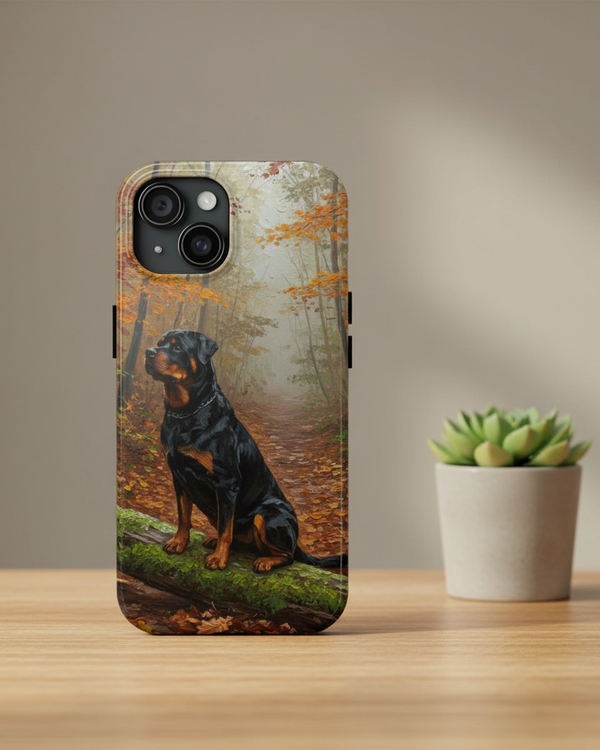 Acrylic Rottweiler - Autumn Woods | Tough Phone Case