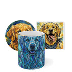 Golden Retriever Desk Set — 3 Art Styles | Mug + Coaster + Magnet