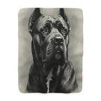 Cane Corso Charcoal Portrait Sherpa Fleece Blanket | Dog Lover Gift