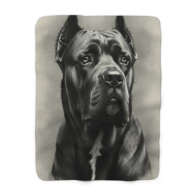 Cane Corso Charcoal Portrait Sherpa Fleece Blanket | Dog Lover Gift