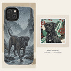 Cane Corso Japanese Print phone and sticker gift set: dual-layer iPhone 15 Pro tough case and 3x3 vinyl sticker