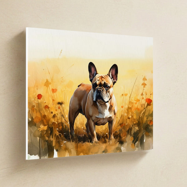 French Bulldog Watercolor Canvas Wall Art, Soft Dog Painting, French Bulldog Lover Gift, Stretched Canvas