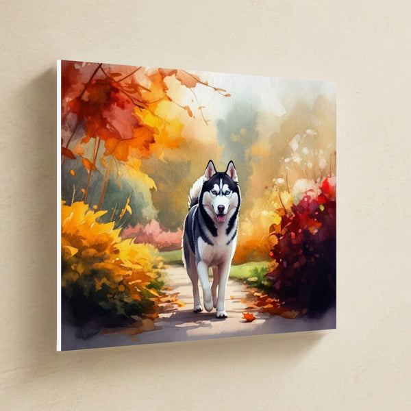 Siberian Husky Watercolor Canvas Wall Art, Soft Dog Painting, Siberian Husky Lover Gift, Stretched Canvas