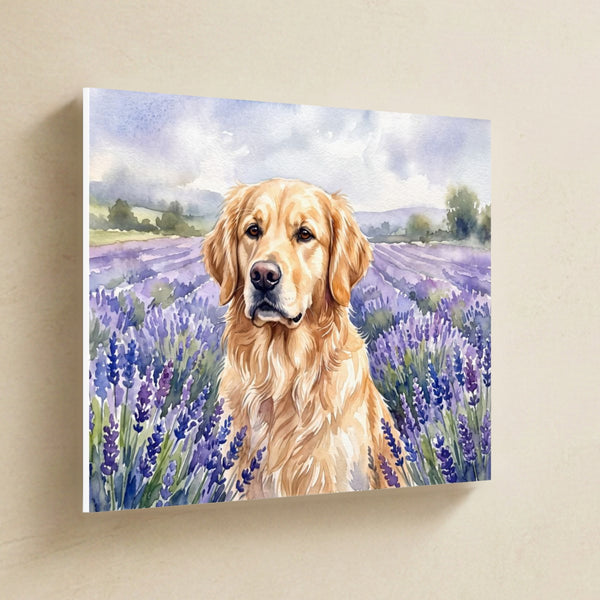 Golden Retriever Watercolor Canvas Wall Art, Soft Dog Painting, Golden Retriever Lover Gift, Stretched Canvas