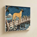 Great Dane Canvas Wall Art, Colorful Dog Art, Great Dane Lover Gift, Stretched Canvas hanging on a warm limestone gallery wall, landscape canvas shown at a slight angle so the white wrapped side edge is visible