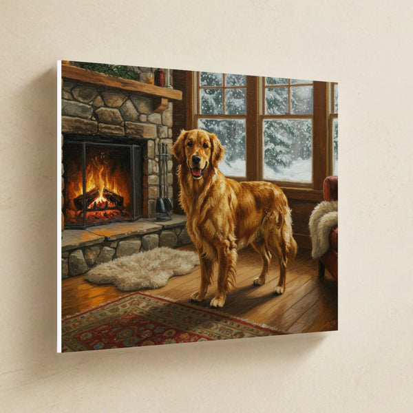 Golden Retriever Acrylic Canvas Wall Art, Colorful Dog Art, Golden Retriever Lover Gift, Stretched Canvas