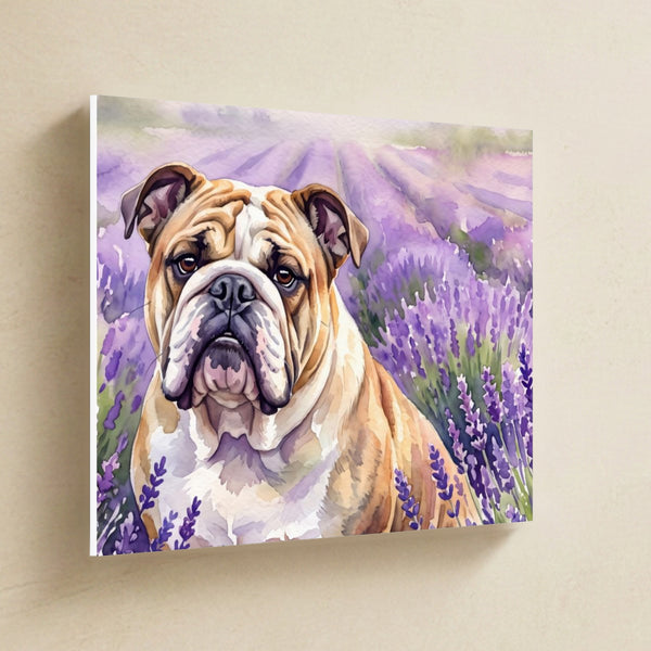 English Bulldog Watercolor Canvas Wall Art, Soft Dog Painting, English Bulldog Lover Gift, Stretched Canvas