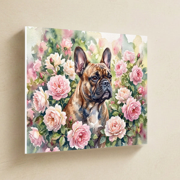 French Bulldog Watercolor Canvas Wall Art, Soft Dog Painting, French Bulldog Lover Gift, Stretched Canvas