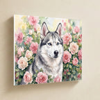 Siberian Husky Watercolor canvas print by Tritan, angled view
