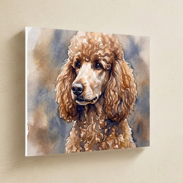 Poodle Watercolor Canvas Wall Art, Soft Dog Painting, Poodle Lover Gift, Stretched Canvas