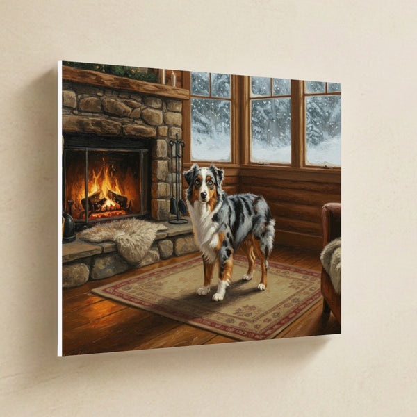 Australian Shepherd Acrylic Canvas Wall Art, Colorful Dog Art, Australian Shepherd Lover Gift, Stretched Canvas