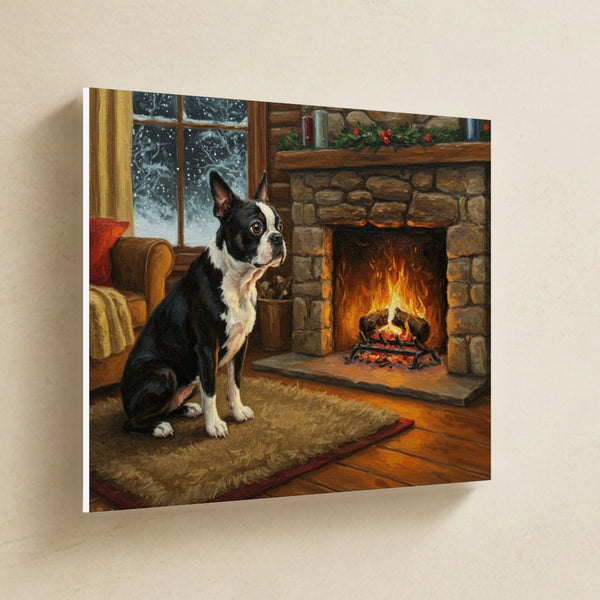 Boston Terrier Acrylic Canvas Wall Art, Colorful Dog Art, Boston Terrier Lover Gift, Stretched Canvas