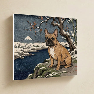 French Bulldog Canvas Wall Art, Japanese Print Dog Art, French Bulldog Lover Gift, Stretched Canvas