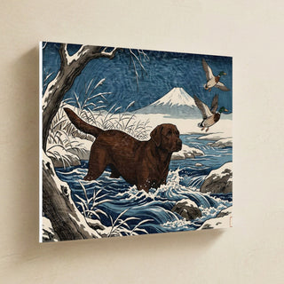 Labrador Retriever Canvas Wall Art, Japanese Print Dog Art, Labrador Retriever Lover Gift, Stretched Canvas